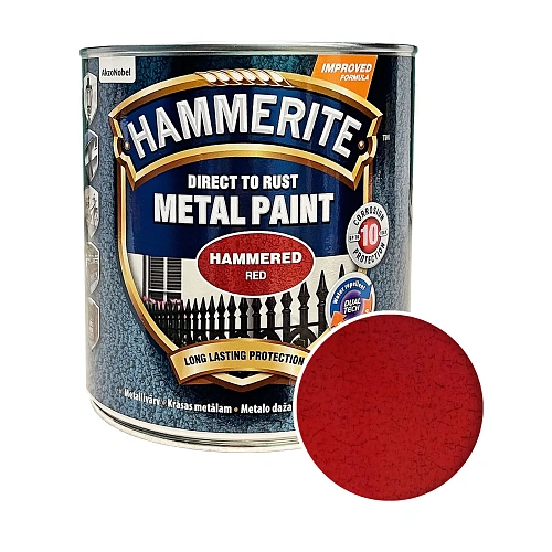 Краска молотковая 3 в 1 по металлу Hammerite Metal Paint Hammered защитная, красная, 2.5 л 