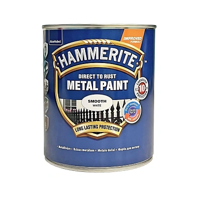 Гладкая краска 3 в 1 по металлу Hammerite Metal Paint Smooth защитная, белая RAL 9016, 0.75 л  - shlifarb.com.ua 2 Гладкая краска 3 в 1 по металлу Hammerite Metal Paint Smooth защитная, белая RAL 9016, 0.75 л 2