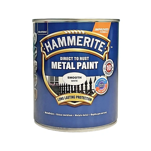 Гладкая краска 3 в 1 по металлу Hammerite Metal Paint Smooth защитная, белая RAL 9016, 0.75 л  - shlifarb.com.ua 2 Гладкая краска 3 в 1 по металлу Hammerite Metal Paint Smooth защитная, белая RAL 9016, 0.75 л 2