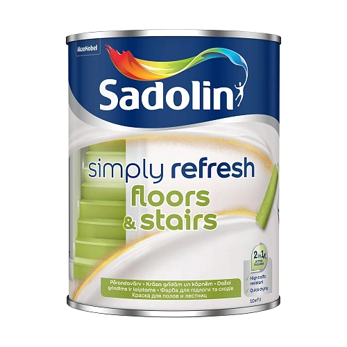 Краска 2-в-1 Sadolin Simply Refresh Floors & Stairs для пола и лестницы, полуматовая, белая, BW, 0.9 л - shlifarb.com.ua Краска 2-в-1 Sadolin Simply Refresh Floors & Stairs для пола и лестницы, полуматовая, белая, BW, 0.9 л