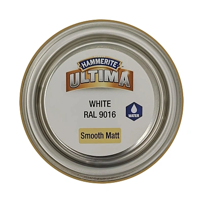 Захисна фарба 3 в 1 по металу на водній основі Hammerite Ultima Matt, матова, біла RAL 9016, 0.7 л (5774721) 3