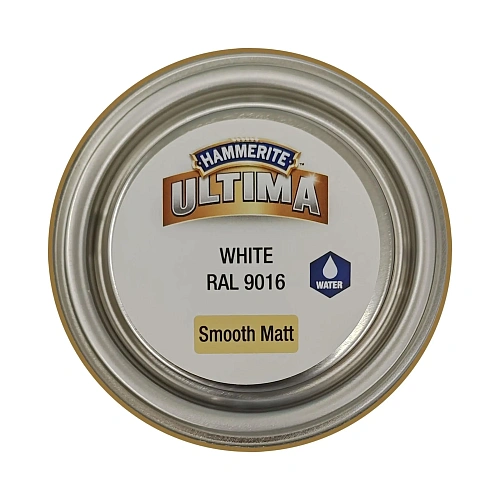 Захисна фарба 3 в 1 по металу на водній основі Hammerite Ultima Matt, матова, біла RAL 9016, 0.7 л (5774721) 3