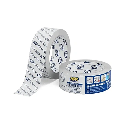 Захисна малярна ПВХ-стрічка (скотч) для запаковки об'єктів HPX Clean Removal 38мм х 33м, біла (CR3833)