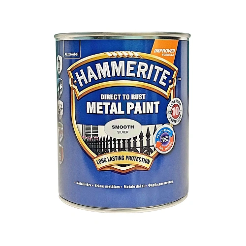 Гладкая краска 3 в 1 по металлу Hammerite Metal Paint Smooth защитная, серебристая, 0.75 л 2