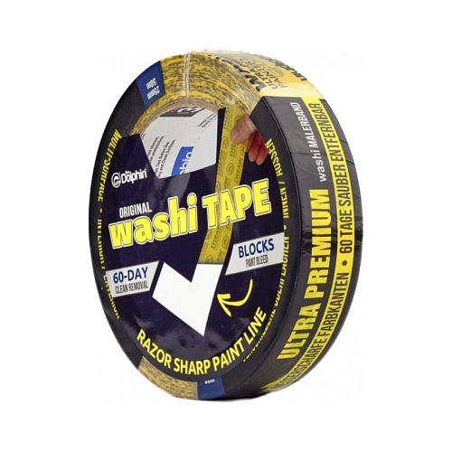 Професійна малярна стрічка (скотч) Blue Dolphin WASHI-XF7, Ultra Premium, 25мм х 50м, жовта (0300-01-01) 4