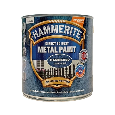 Краска молотковая 3 в 1 по металлу Hammerite Metal Paint Hammered защитная, темно-синяя, 2.5 л 2