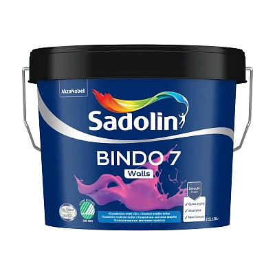 Емульсійна фарба Sadolin Bindo 7 для стін, біла, BW, 2.5 л Емульсійна фарба Sadolin Bindo 7 для стін, біла, BW, 2.5 л