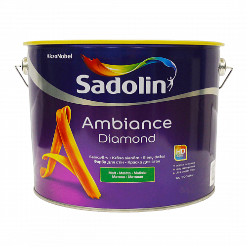 Акрилова фарба Sadolin Ambiance Diamond для стін та стелі, безбарвна, BC, 9.3 л  Акрилова фарба Sadolin Ambiance Diamond для стін та стелі, безбарвна, BC, 9.3 л