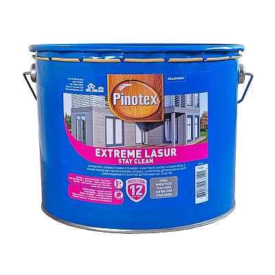 Просочення для дерева Pinotex Extreme Lasur самоочисне, кам'яно-сіре, 10 л 2