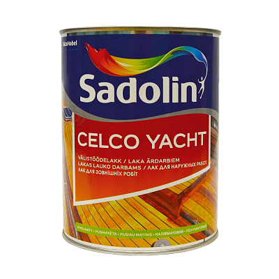 Лак яхтный Sadolin Celco Yacht для наружных работ, полуматовый, бесцветный, 1 л  - shlifarb.com.ua Лак яхтный Sadolin Celco Yacht для наружных работ, полуматовый, бесцветный, 1 л