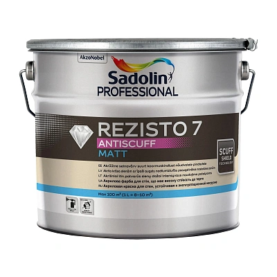 Акрилова фарба Sadolin Professional Rezisto 7 Antiscuff для стін, зносостійка, біла, BW, 10 л Акрилова фарба Sadolin Professional Rezisto 7 Antiscuff для стін, зносостійка, біла, BW, 10 л