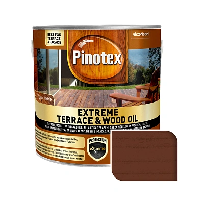 Масло для обработки дерева Pinotex Extreme Terrace & Wood Oil атмосферостойкое, тик, 2.5 л