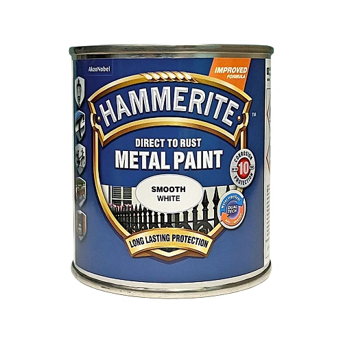 Гладка фарба 3 в 1 по металу Hammerite Metal Paint Smooth захисна, біла RAL 9016, 0.25 л 2 Гладка фарба 3 в 1 по металу Hammerite Metal Paint Smooth захисна, біла RAL 9016, 0.25 л 2
