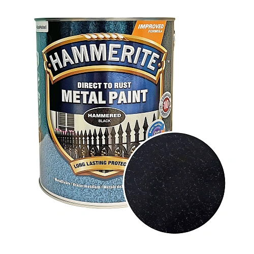 Краска молотковая 3 в 1 по металлу Hammerite Metal Paint Hammered защитная, черная, 5 л 