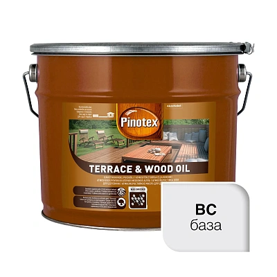 Олія для обробки дерева Pinotex Terrace & Wood Oil атмосферостійка, безбарвна, BC, 10 л Олія для обробки дерева Pinotex Terrace & Wood Oil атмосферостійка, безбарвна, BC, 10 л