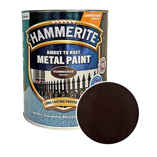 Краска молотковая 3 в 1 по металлу Hammerite Metal Paint Hammered защитная, коричневая, 5 л  - shlifarb.com.ua  Краска молотковая 3 в 1 по металлу Hammerite Metal Paint Hammered защитная, коричневая, 5 л
