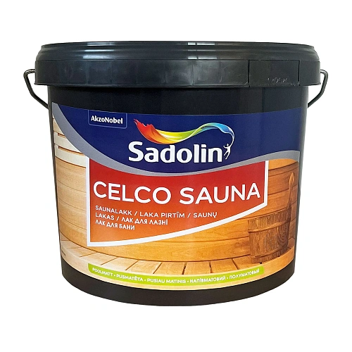 Лак на водній основі Sadolin Celco Sauna для сауни та лазні, безбарвний, BC, 2.5 л 