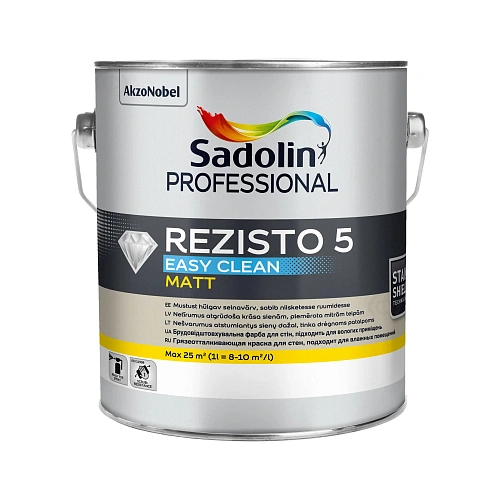 Акрилова фарба Sadolin Professional Rezisto 5 Easy Clean для стін, брудовідштовхувальна, безбарвна, BC, 2.33 л  Акрилова фарба Sadolin Professional Rezisto 5 Easy Clean для стін, брудовідштовхувальна, безбарвна, BC, 2.33 л