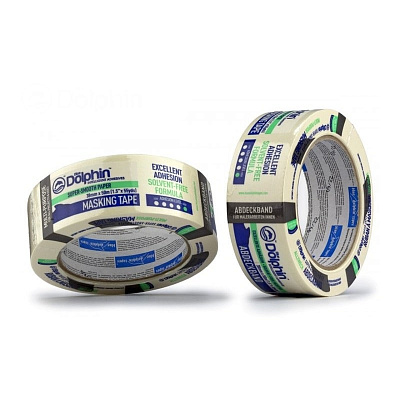 Профессиональная малярная лента (скотч) Blue Dolphin MT-627, 38мм х 50м, белая/желтая (01-7-14-EN ST627) 2