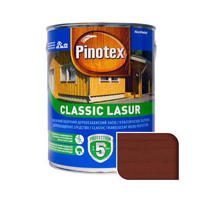 Просочення для дерева Pinotex Classic Lasur з декоративним ефектом, червоне дерево, 3 л Просочення для дерева Pinotex Classic Lasur з декоративним ефектом, червоне дерево, 3 л