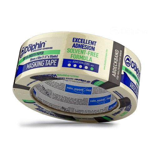 Профессиональная малярная лента (скотч) Blue Dolphin MT-627, 38мм х 50м, белая/желтая (01-7-14-EN ST627) 6