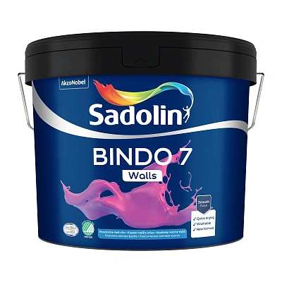 Эмульсионная краска Sadolin Bindo 7 для стен, бесцветная, BC, 8.37 л  - shlifarb.com.ua Эмульсионная краска Sadolin Bindo 7 для стен, бесцветная, BC, 8.37 л