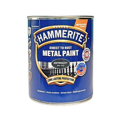 Гладка фарба 3 в 1 по металу Hammerite Metal Paint Smooth захисна, антрацит RAL 7016, 0.75 л 2