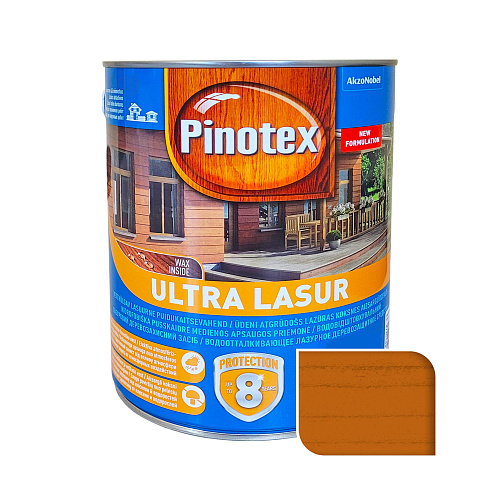 Просочення для дерева Pinotex Ultra Lasur з декоративним ефектом, орегон, 3 л Просочення для дерева Pinotex Ultra Lasur з декоративним ефектом, орегон, 3 л