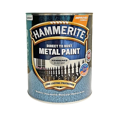 Фарба молоткова 3 в 1 по металу Hammerite Metal Paint Hammered захисна, сріблясто-сіра, 5 л 2 Фарба молоткова 3 в 1 по металу Hammerite Metal Paint Hammered захисна, сріблясто-сіра, 5 л 2
