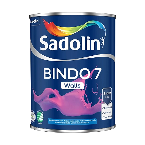 Эмульсионная краска Sadolin Bindo 7 для стен, бесцветная, BC, 0.84 л  - shlifarb.com.ua  Эмульсионная краска Sadolin Bindo 7 для стен, бесцветная, BC, 0.84 л