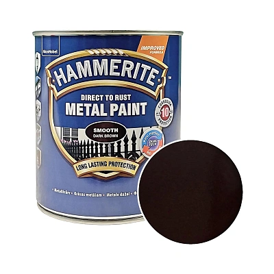 Гладкая краска 3 в 1 по металлу Hammerite Metal Paint Smooth защитная, темно-коричневая RAL 8017, 0.75 л