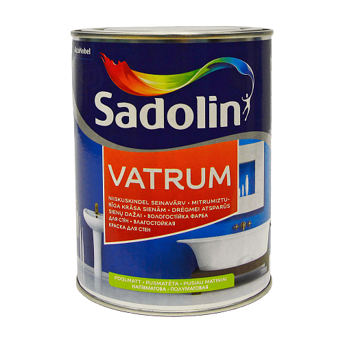 Акриловая краска Sadolin Vatrum для стен и потолка влагостойкая, белая, BW, 1 л - shlifarb.com.ua Акриловая краска Sadolin Vatrum для стен и потолка влагостойкая, белая, BW, 1 л