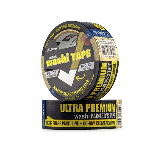 Профессиональная малярная лента (скотч) Blue Dolphin WASHI-XF7, Ultra Premium, 38мм х 50м, желтая (0300-01-03)  - shlifarb.com.ua 2 Профессиональная малярная лента (скотч) Blue Dolphin WASHI-XF7, Ultra Premium, 38мм х 50м, желтая (0300-01-03) 2