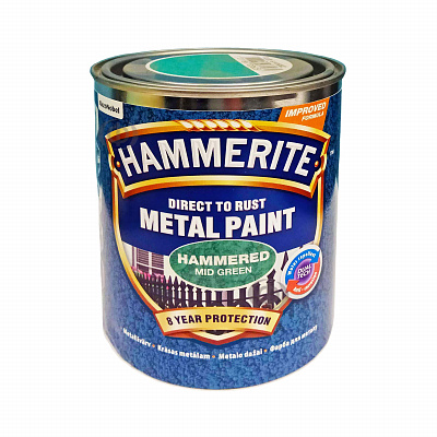 Фарба молоткова 3 в 1 по металу Hammerite Metal Paint Hammered захисна, зелена, 0.75 л 3