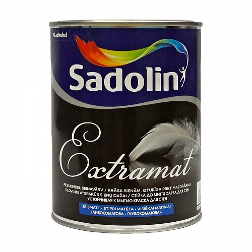Акриловая краска Sadolin Extramat для стен и потолка, белая, BW, 1 л - shlifarb.com.ua Акриловая краска Sadolin Extramat для стен и потолка, белая, BW, 1 л