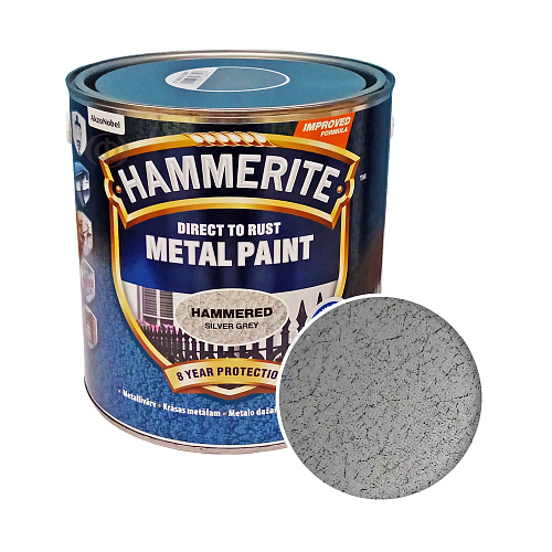 Фарба молоткова 3 в 1 по металу Hammerite Metal Paint Hammered захисна, сріблясто-сіра, 2.5 л  Фарба молоткова 3 в 1 по металу Hammerite Metal Paint Hammered захисна, сріблясто-сіра, 2.5 л