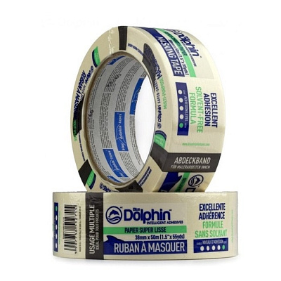 Профессиональная малярная лента (скотч) Blue Dolphin MT-627, 38мм х 50м, белая/желтая (01-7-14-EN ST627) 3