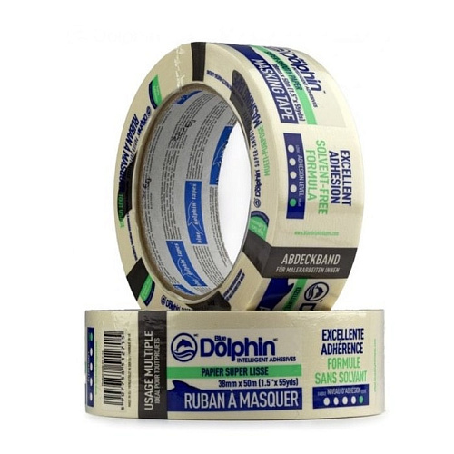 Профессиональная малярная лента (скотч) Blue Dolphin MT-627, 38мм х 50м, белая/желтая (01-7-14-EN ST627) 3