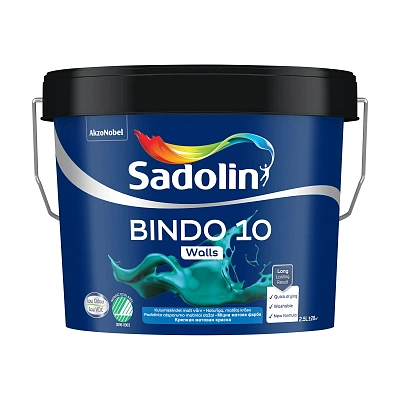 Емульсійна фарба Sadolin Bindo 10 для стін, біла, BW, 2.5 л Емульсійна фарба Sadolin Bindo 10 для стін, біла, BW, 2.5 л