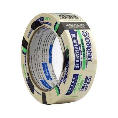 Профессиональная малярная лента (скотч) Blue Dolphin MT-627, 38мм х 50м, белая/желтая (01-7-14-EN ST627) 4