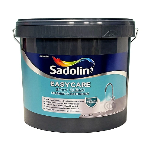 Акрилова фарба Sadolin EasyCare Kitchen&Bathroom для стін та стелі, вологостійка, біла, BW, 7.5 л 