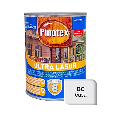 Пропитка лазурная для дерева Pinotex Ultra Lasur с декоративным эффектом, бесцветная, BC, 1 л