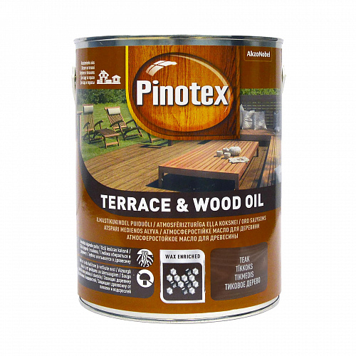 Масло для обработки дерева Pinotex Terrace & Wood Oil атмосферостойкое, тик, 3 л - shlifarb.com.ua 2 Масло для обработки дерева Pinotex Terrace & Wood Oil атмосферостойкое, тик, 3 л 2