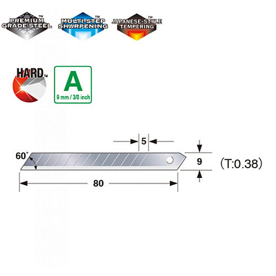 Сменные сегментные лезвия Tajima Endura Blade 60° 9 мм, 10 шт (LCB30)  - shlifarb.com.ua 3 Сменные сегментные лезвия Tajima Endura Blade 60° 9 мм, 10 шт (LCB30) 3