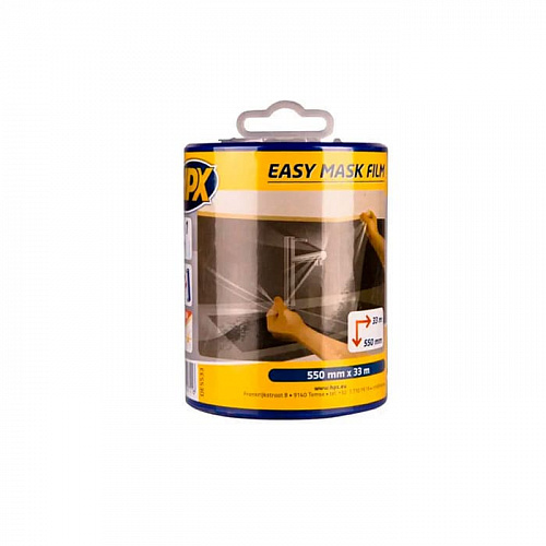 Защитная пленка HPX Easy Mask в диспенсере с малярной лентой, 550мм х 33м, бесцветная (DE5533) 