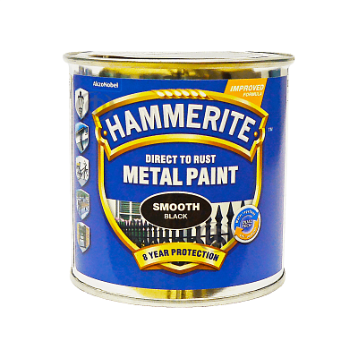 Краска 3 в 1 по металлу Hammerite Metal Paint Smooth защитная, черная, 0.25 л - shlifarb.com.ua 2 Краска 3 в 1 по металлу Hammerite Metal Paint Smooth защитная, черная, 0.25 л 2