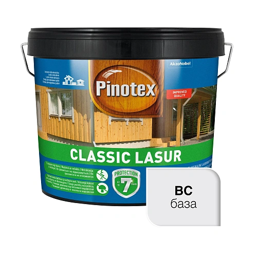 Пропитка лазурная для дерева Pinotex Classic Lasur с декоративным эффектом, бесцветная, BC, 10 л  - shlifarb.com.ua  Пропитка лазурная для дерева Pinotex Classic Lasur с декоративным эффектом, бесцветная, BC, 10 л