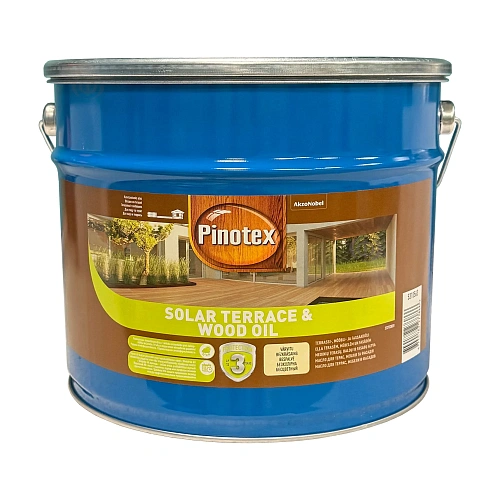 Масло для обработки дерева Pinotex Solar Terrace & Wood Oil с УФ-фильтром бесцветное, BC, 9.3 л - shlifarb.com.ua Масло для обработки дерева Pinotex Solar Terrace & Wood Oil с УФ-фильтром бесцветное, BC, 9.3 л