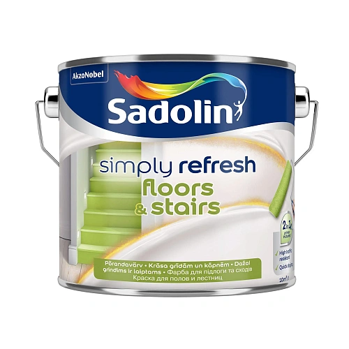 Краска 2-в-1 Sadolin Simply Refresh Floors & Stairs для пола и лестницы, полуматовая, бесцветная, BC, 2.33 л 