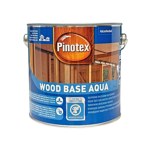 Грунтовка для дерева Pinotex Wood Base Aqua биоцидная, бесцветная, 2.5 л 